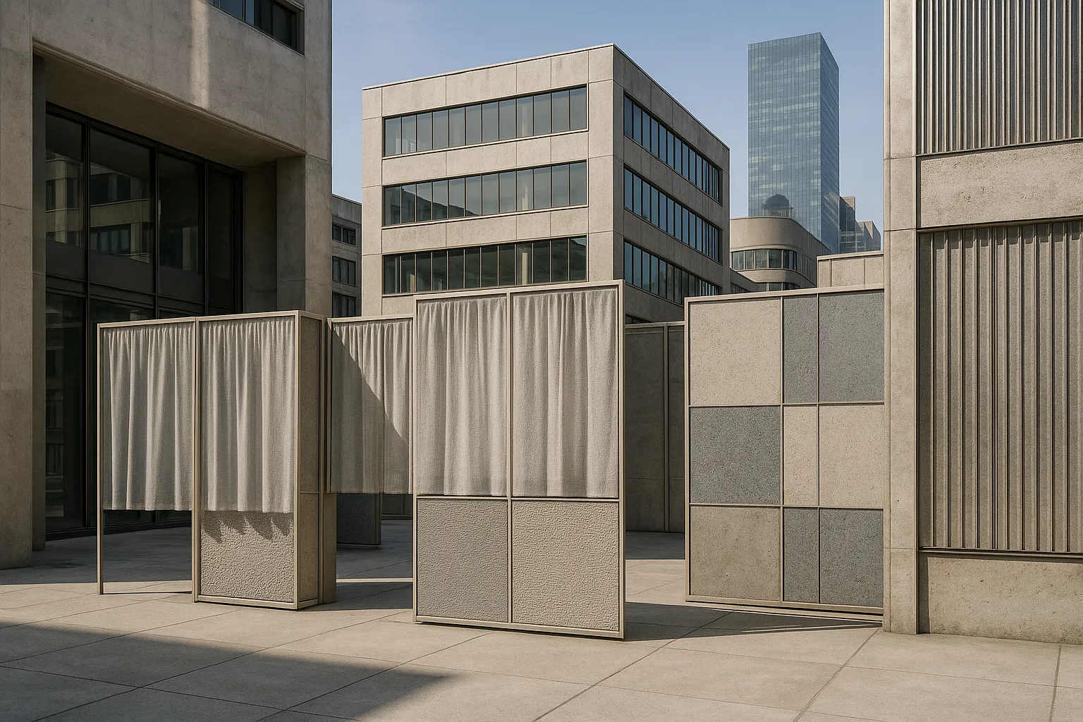 Städtische Architektur mit nachhaltigen, akustisch optimierten Fassaden und urbanen Texturen
